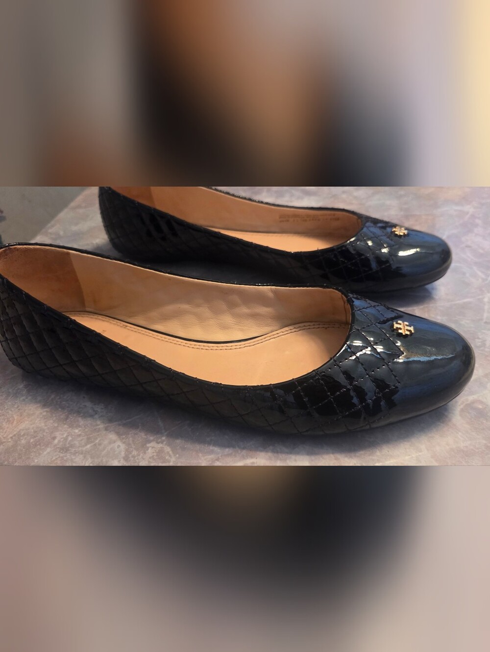 Tory Burch Black Quilted Patent Leather Ballet Flats - Picture 5 of 6